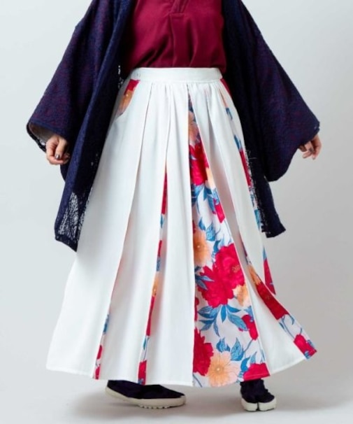 【カヤ】花便り八掛スカート
