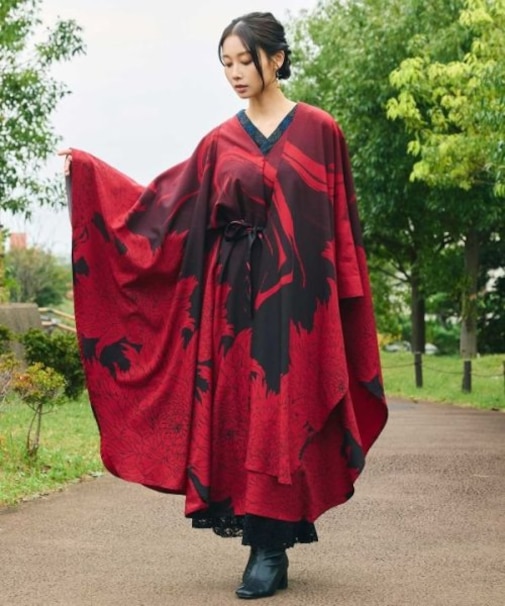 【カヤ】花墨長羽織