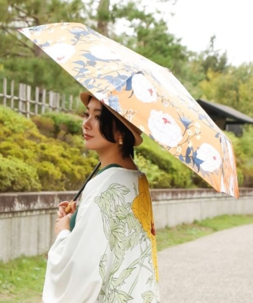 【カヤ】花便り折りたたみ日傘【晴雨兼用・遮光性99.99%】