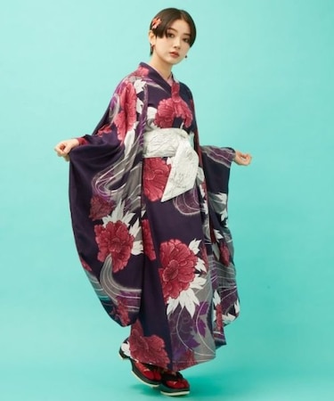 【カヤ】【UVカット加工】花舟振袖風羽織