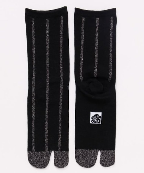 【カヤ】縞ラメ足袋靴下（23-25cm）