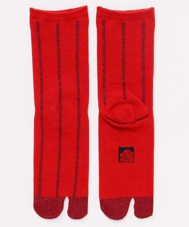 【カヤ】縞ラメ足袋靴下（23-25cm）