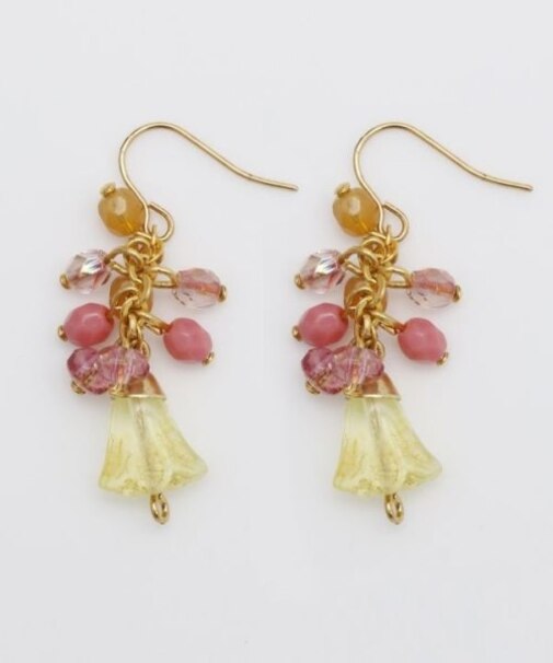 【欧州航路】チェコガラスフラワージュピアス