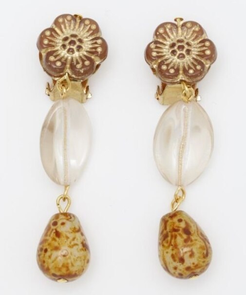 【欧州航路】チェコフラワドロップイヤリング