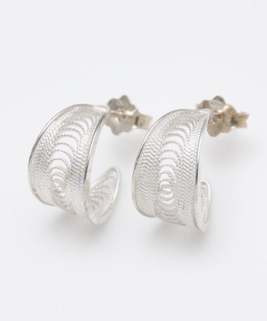 【欧州航路】銀細工マルタフィグリー シンプルフープピアス