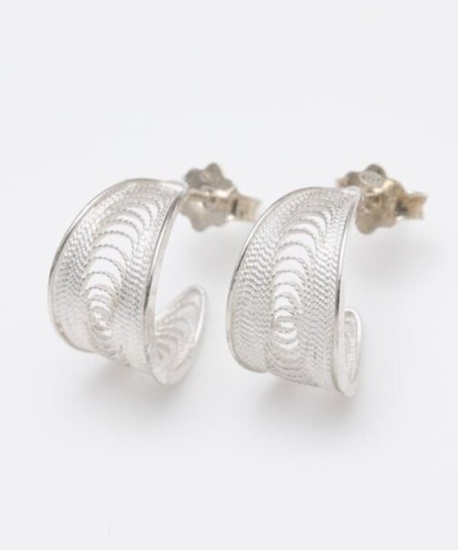 【欧州航路】銀細工マルタフィグリー シンプルフープピアス