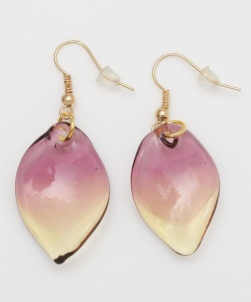 【欧州航路】【ベネチアンガラス】ガラスリーフピアス