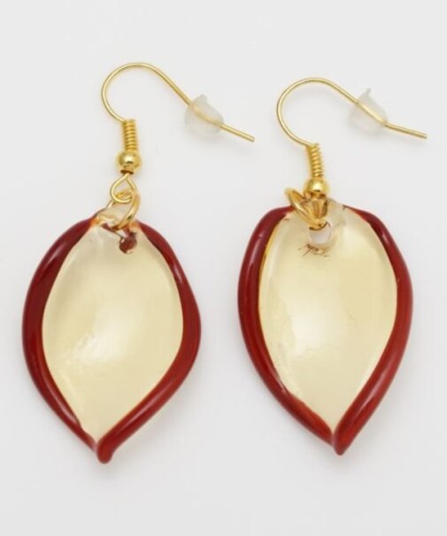 【欧州航路】【ベネチアンガラス】ガラスリーフピアス