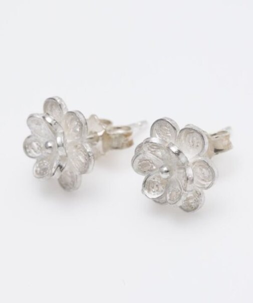 【欧州航路】銀細工マルタフィグリー ダブルフラワーピアス