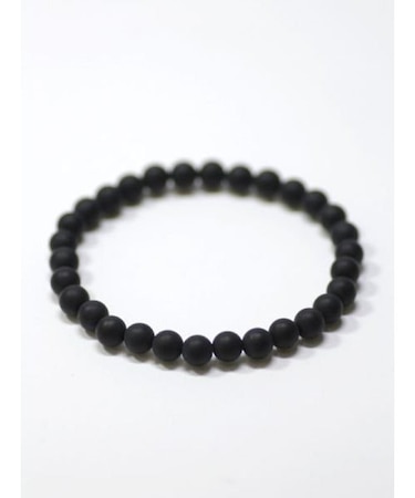 【岩座】フロスティブラックオニキス６ｍｍブレスレット