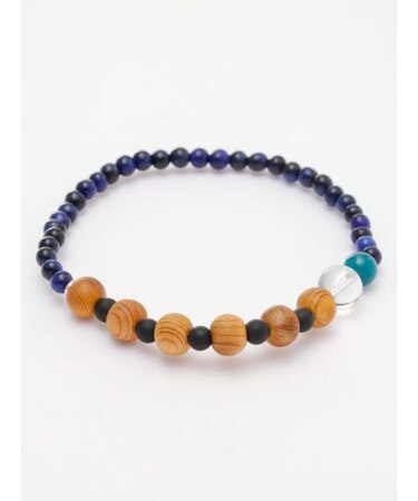 【岩座】屋久杉非対称細ブレスレット ラピスタイガーアイ