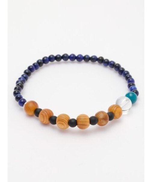 【岩座】屋久杉非対称細ブレスレット ラピスタイガーアイ