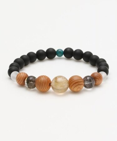 【岩座】屋久杉ブラックオニキスブレスレット ルチル水晶