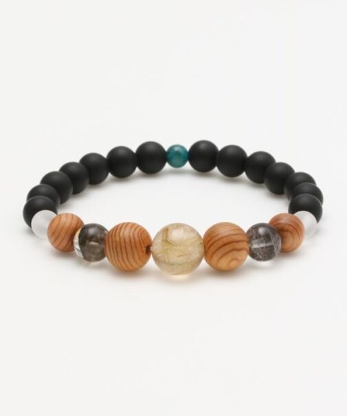 【岩座】屋久杉ブラックオニキスブレスレット ルチル水晶