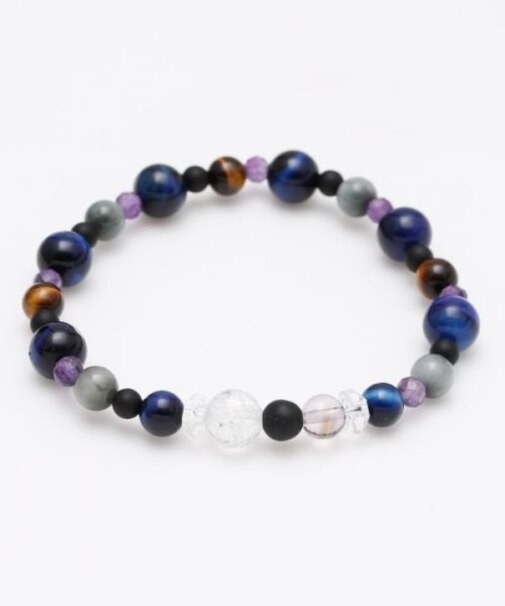 【岩座】ラピスタイガーアイ虎目三色繋ブレスレット