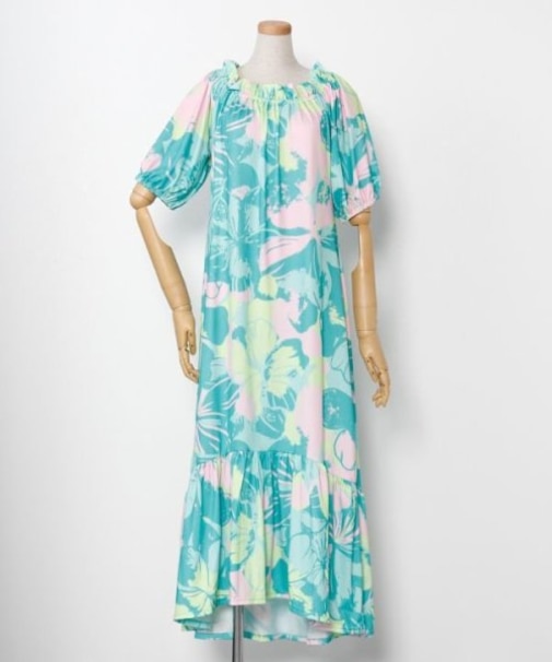 【マウナロア】Ocean Blue Bird プアアロアロVスリーブドレス