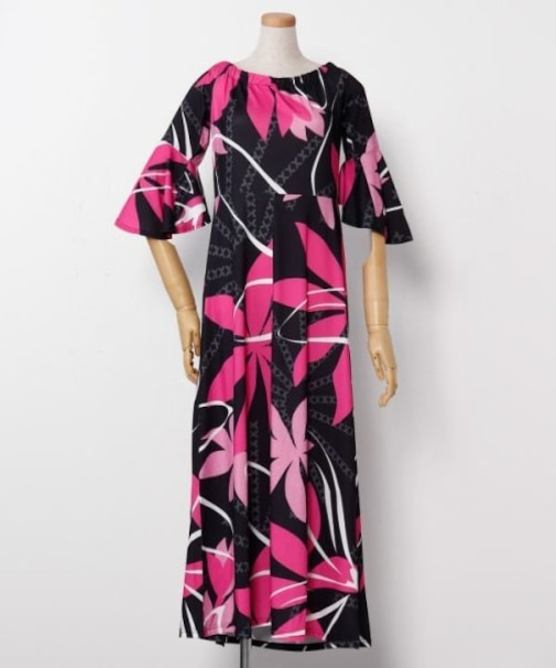 【マウナロア】Ocean Blue Bird ティアレトアスリーブドレス