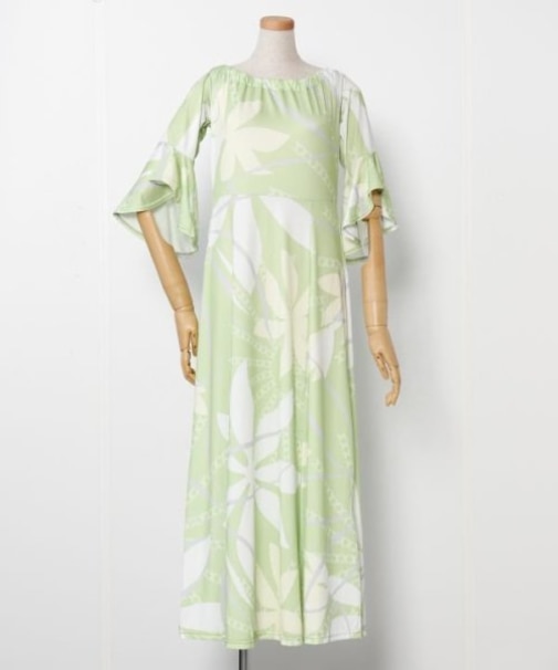 【マウナロア】Ocean Blue Bird ティアレトアスリーブドレス