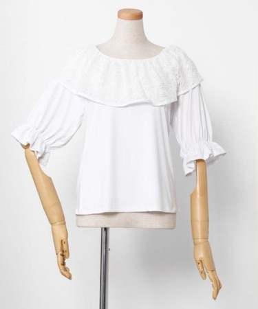 【マウナロア】レースフリルパフ袖トップス