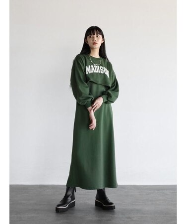 ロゴスウェットレイヤードワンピース