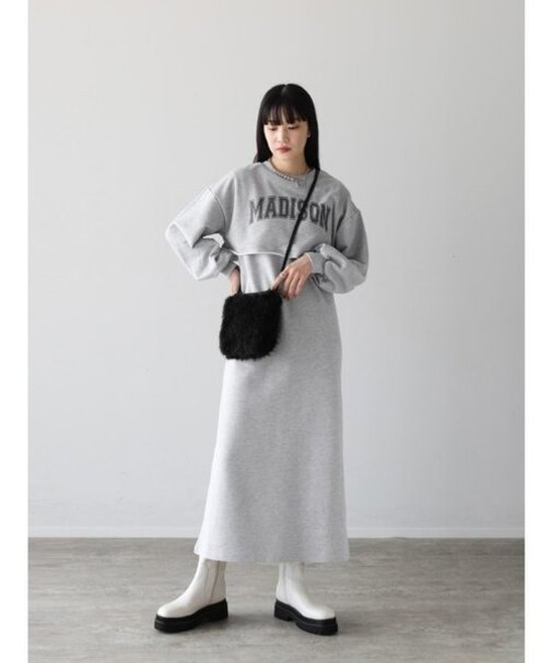 ロゴスウェットレイヤードワンピース