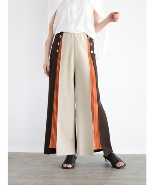 ボンディングプリーツパンツ(charcoal/black/lightblue/darkbrown)