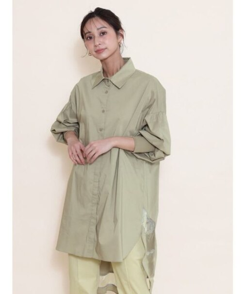 オーガンジーヘムロングシャツ