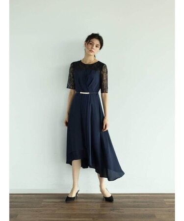 ビスチェライクビジューベルトドレス