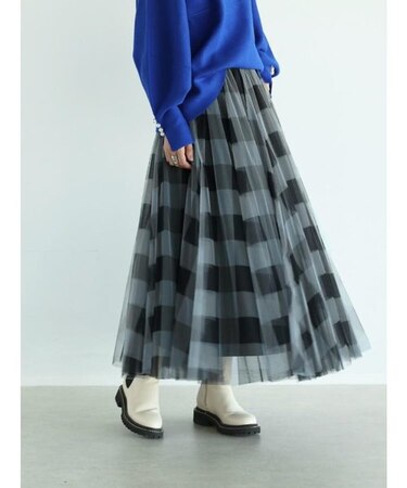 ブロックチェックチュールスカート