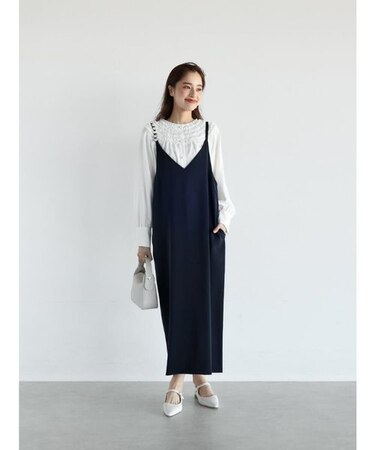 パールストラップキャミワンピース