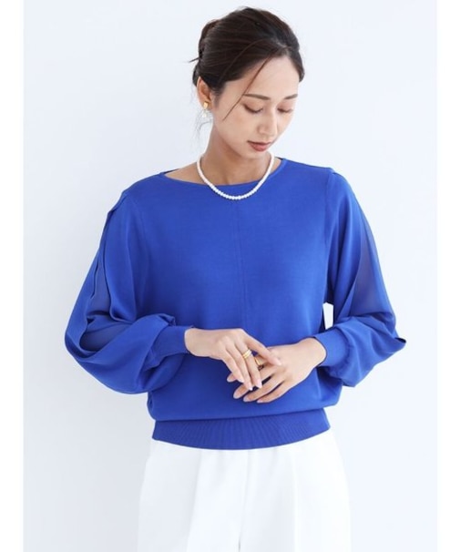 シアースリーブニット