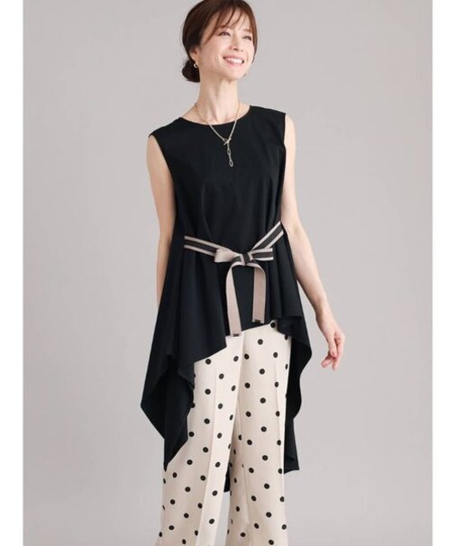 ラウンドヘムリボンカットソー