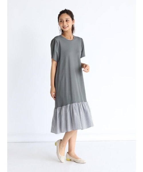 異素材切替ティアードワンピース｜メドックの通販｜&mall（アンド