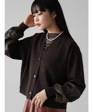 ポイントエコレザーカーディガン
