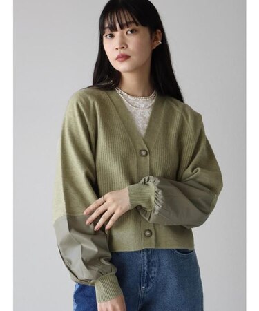 ポイントエコレザーカーディガン