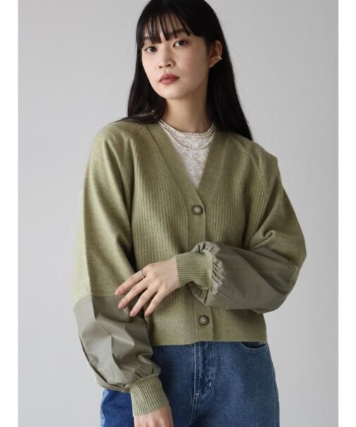 ポイントエコレザーカーディガン