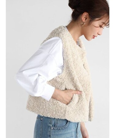 プードルファーショートベスト (greige)