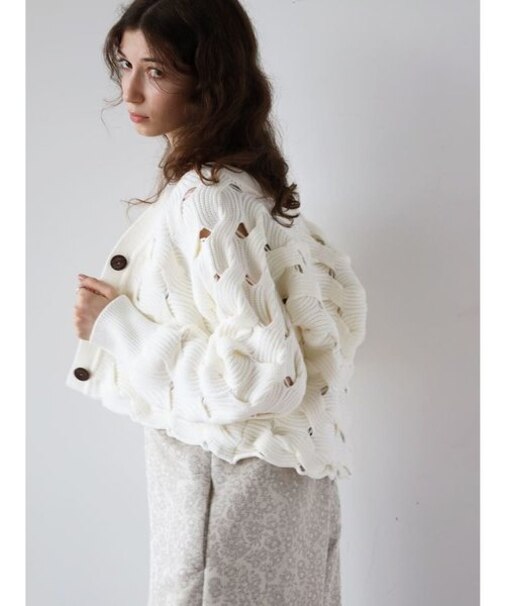 3Dケーブルニットカーディガン