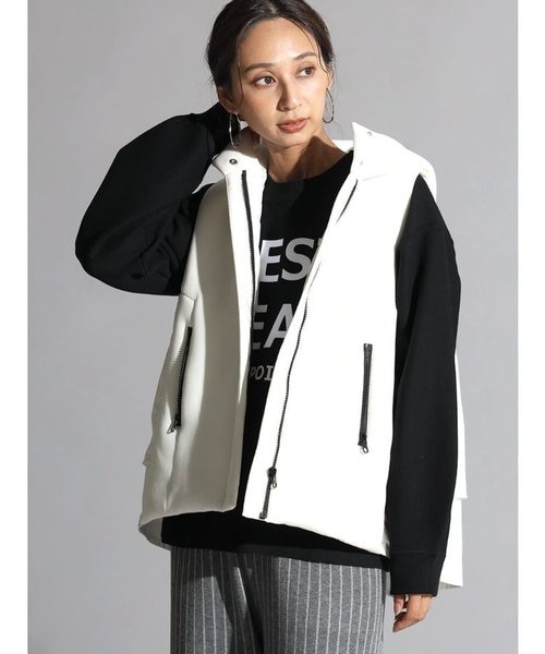 simple　FENNEL　異素材ミックス 切替ドッキングダウンベスト simple FENNEL 異素材ミックス 切替ドッキングダウンベスト