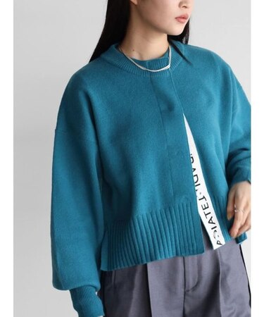 ロゴテープニットカラーカーディガン