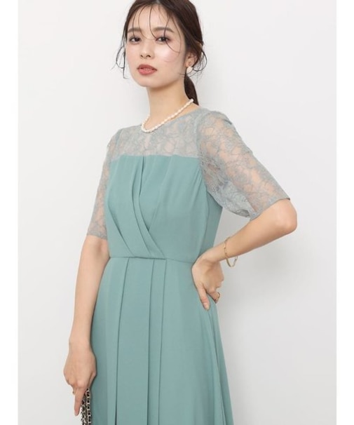 ビスチェライクビジューベルトドレス