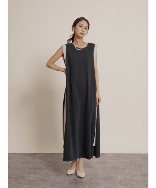 バイカラーAラインワンピース
