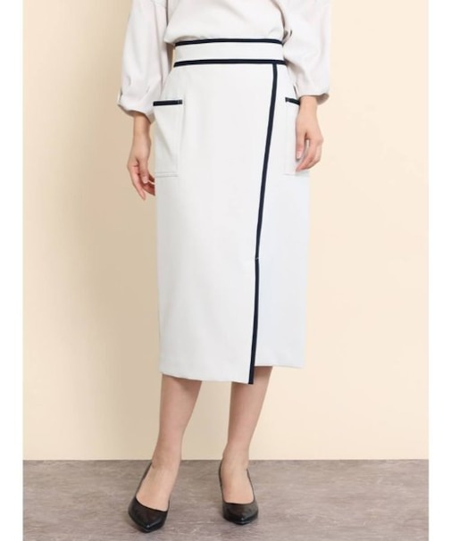 配色パイピングナロースカート