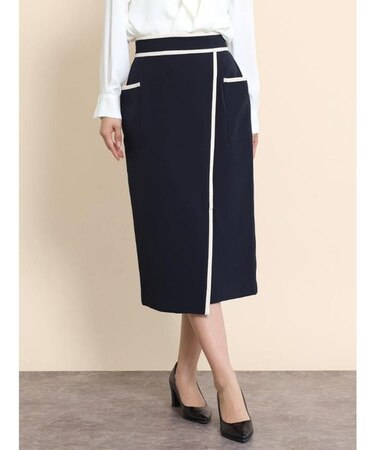 配色パイピングナロースカート