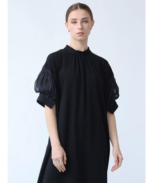 未使用 タグ付き Aga Black アーガ オーガンジースリーブワンピース 黒 Aga/ファッションの通販｜&mall（アンドモール）三井ショッピング