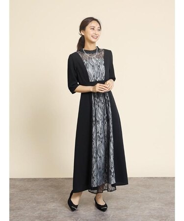 フラワーレース切り替えマキシドレス