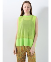 シアーコットンノースリーブニット