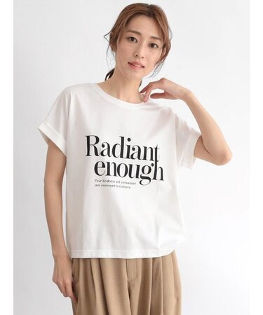 袖ロールプリントロゴTシャツ