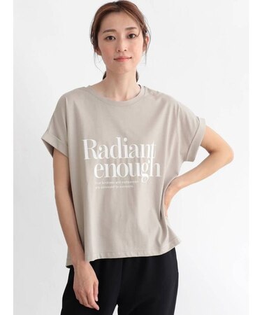 袖ロールプリントロゴTシャツ