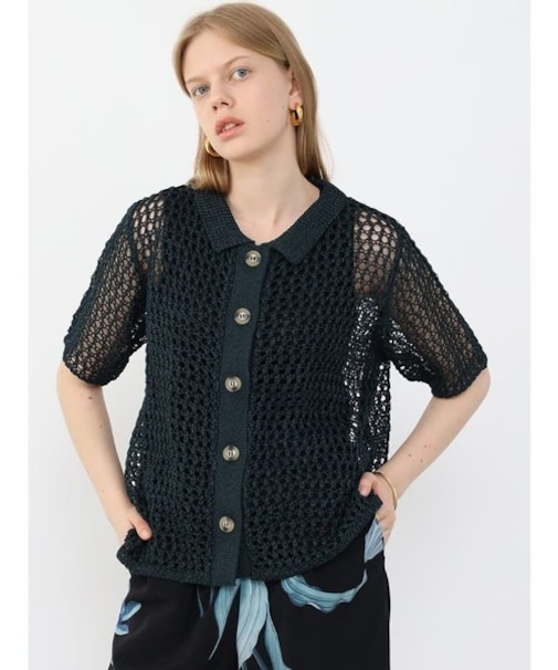 メッシュポロニットカーディガン